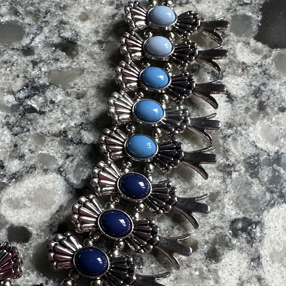 Charming Charlie Silver-Tone Necklace with Light and Royal Blue Stones - Picture 4 of 4